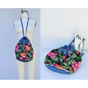 Floral Embroidered Bag - Colorful Embroidery Bag - Denim Bag - Hand Embroidered